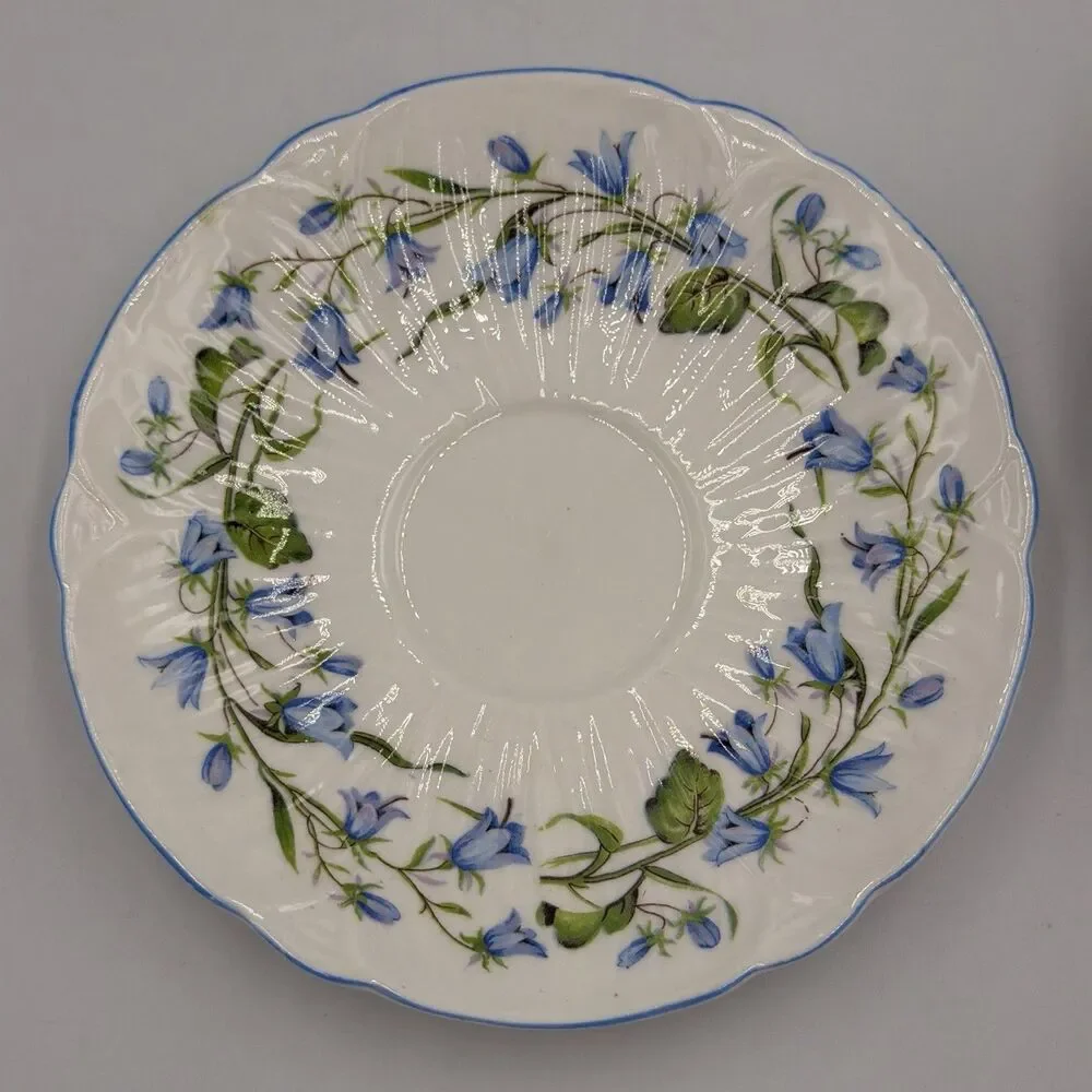 Shelley England Harebell Oleander Fine Bone China Cup & Saucer Blue Floral VTG